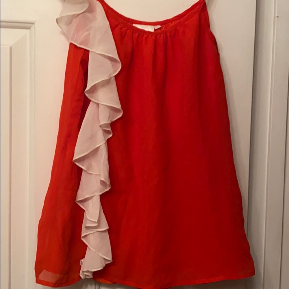 Orange and white ruffle cami tank